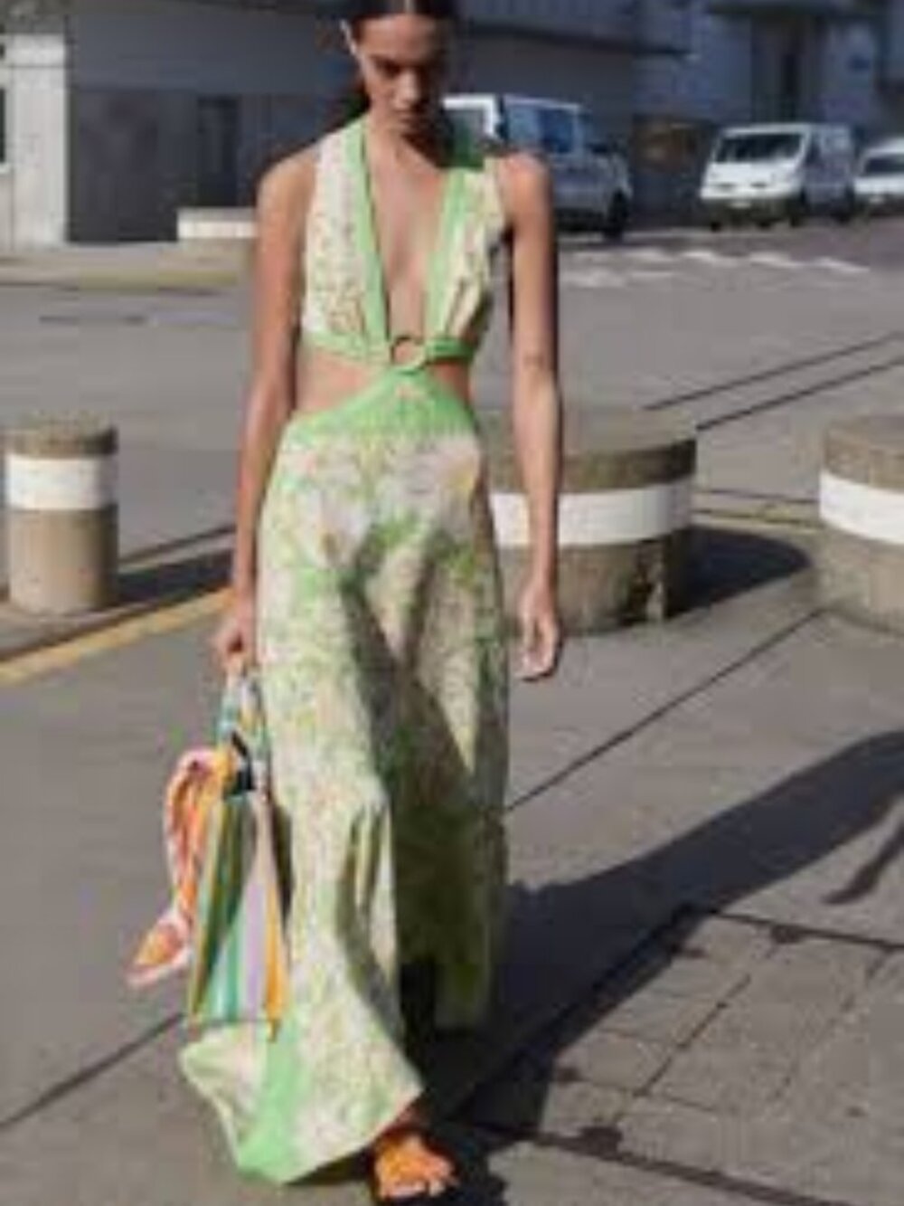 SANDRO Ludmila Cutout Floral Linen Satin-twill Maxi Dress $490 Summer Party 10 L - Picture 3 of 16